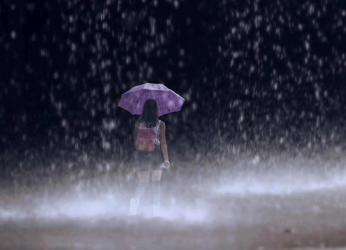 Fotos Junge Lachen Lächeln fröhliches kind Regen Regenschirm